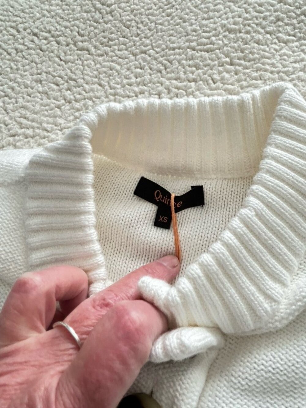 Quince 100% Organic Cotton Cropped Cardigan Ivory Size XS - Picture 15 of 16
